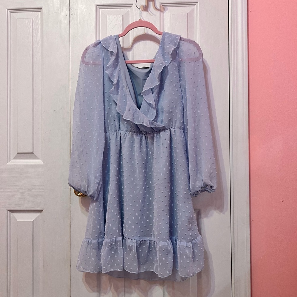 SHEIN Soft Blue V-Neck Top